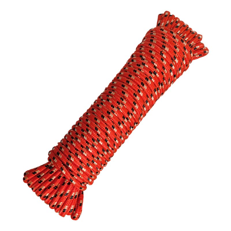 GIAHAND Diamond Braided Polypropylene Rope Nylon Rope Mix Thick Heavy Duty Ropes 3/8 inch 100ft High Strength Rope Perfect for Clothesrope Camping Hiking and Other Outdoor Activities 100ft Red - Image 1